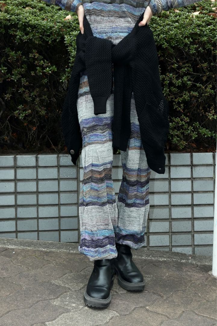 値下げPERVERZE Wave Border Loose Knit Pants