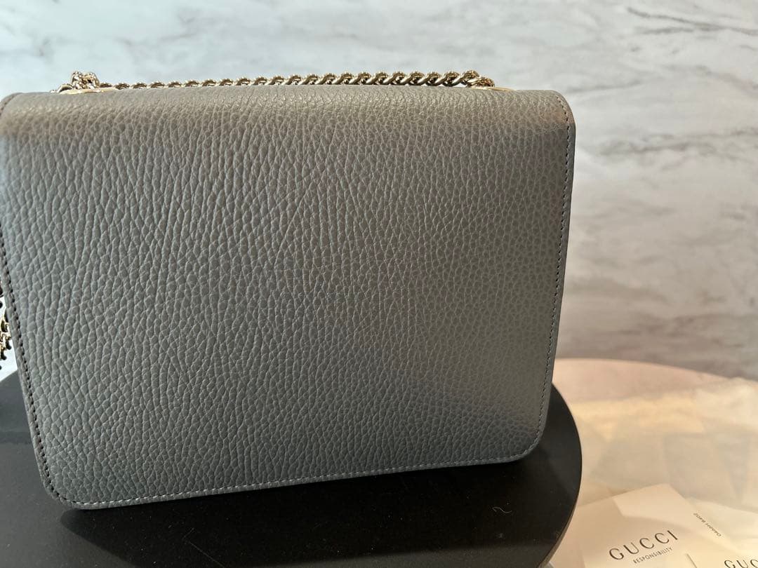 ル*フ様 GUCCI ショルダーバッグ　グレー　インターロッキング　チェーンバッ