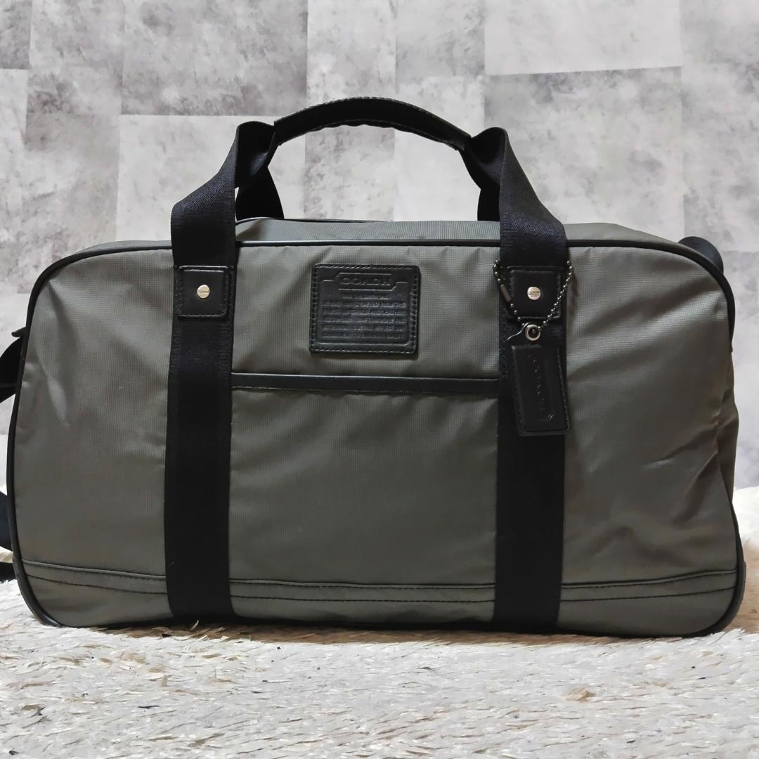 極美品 コーチ ボイジャー ジム バッグ グレー 2way 大容量 ナイロン