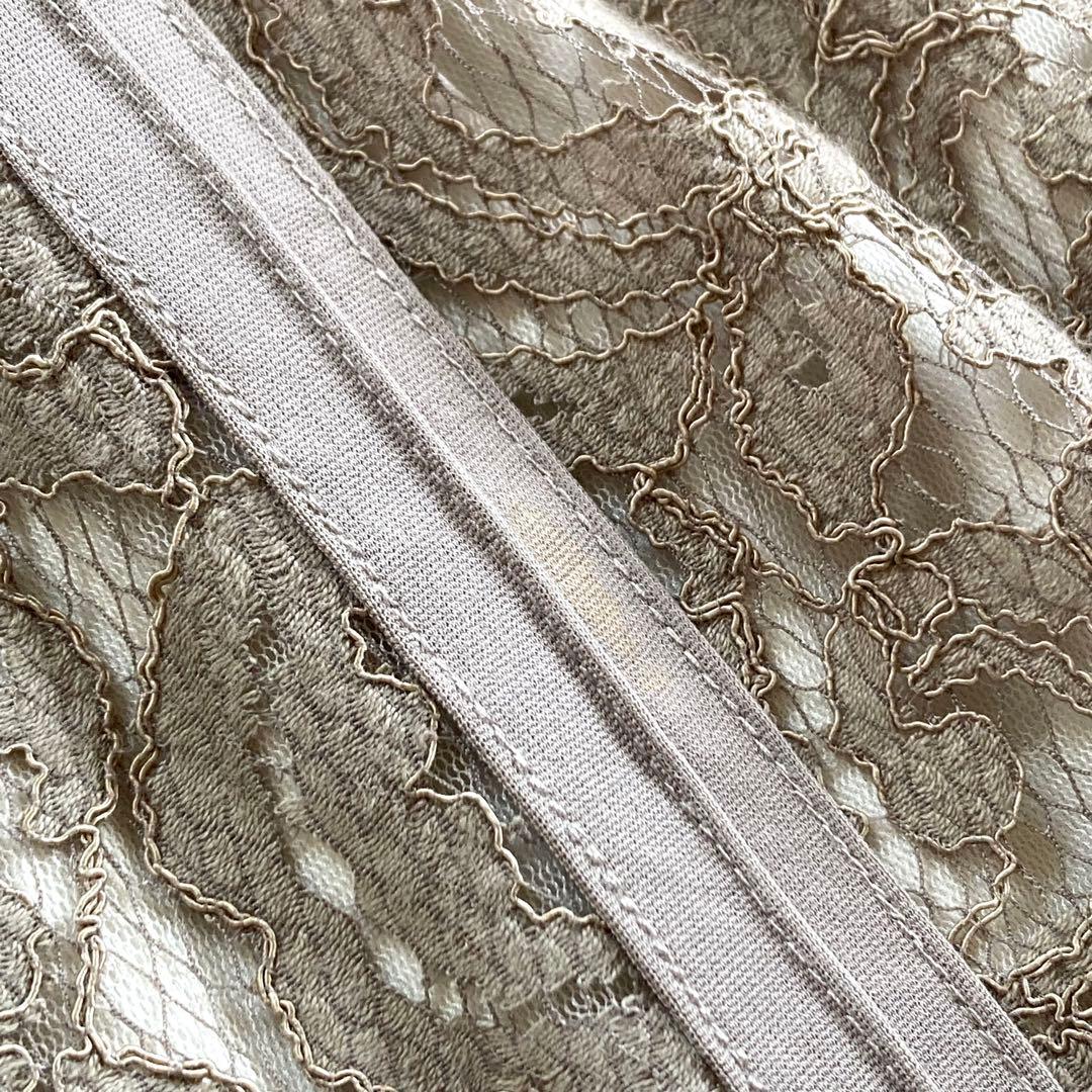 【美品 大きいサイズ12】タダシショージ 総レース ピンタック ロングドレス