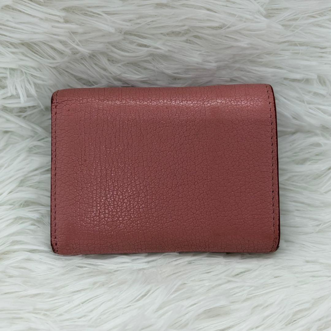 美品✨️ミュウミュウ　三つ折り財布　ラブレター　マドラス レザー ハート ピンク