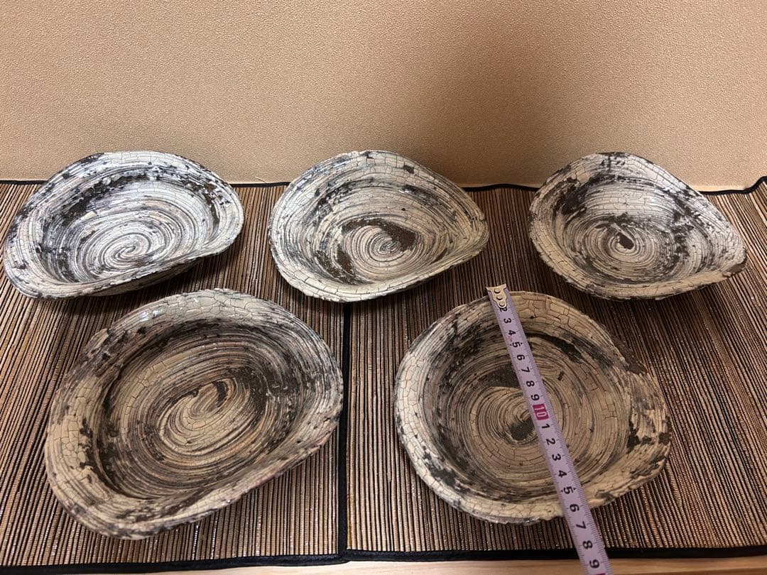 中川自然坊　刷毛目楕円皿　五枚セット