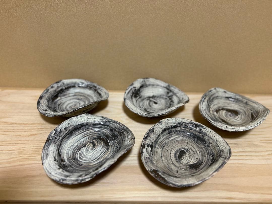 中川自然坊　刷毛目楕円皿　五枚セット