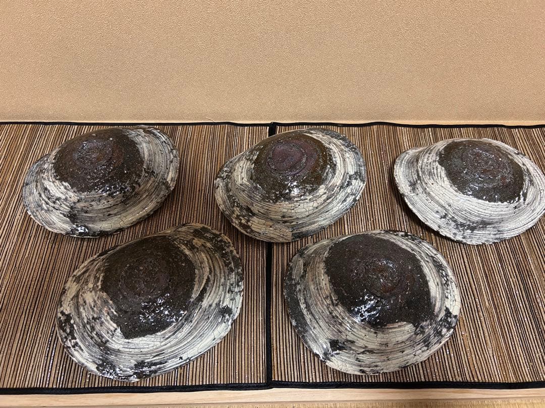 中川自然坊　刷毛目楕円皿　五枚セット