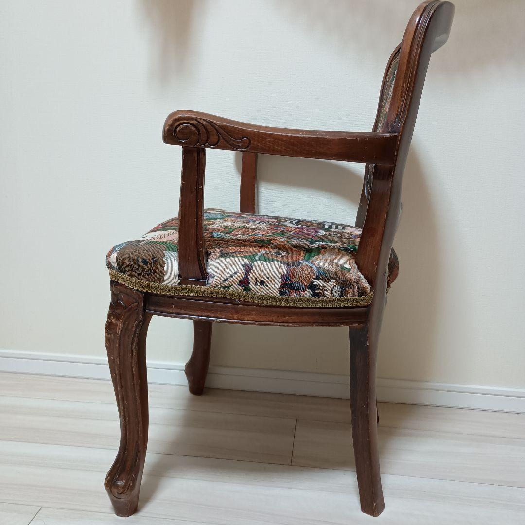 う*こ様 アンティーク テディベア柄 木製椅子