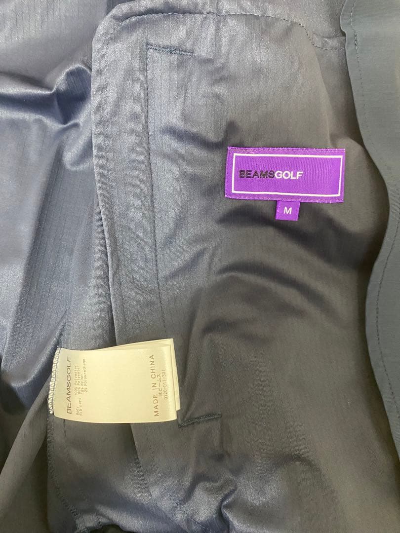 【美品】ビームスゴルフ M ドッグイヤーブルゾン ネイビー