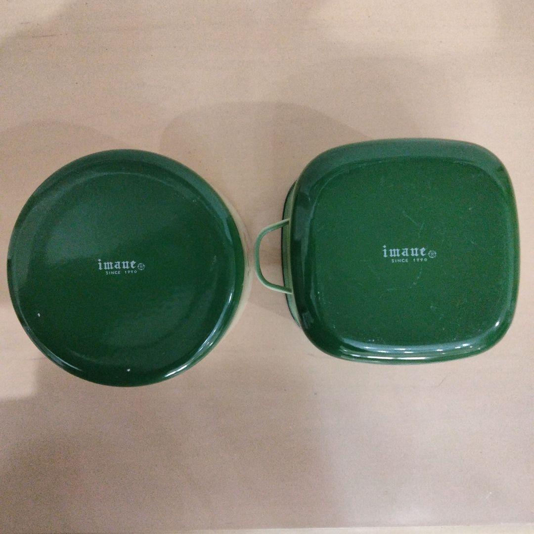 イマン イヴ　ホーロー丸缶，四角缶２点セット