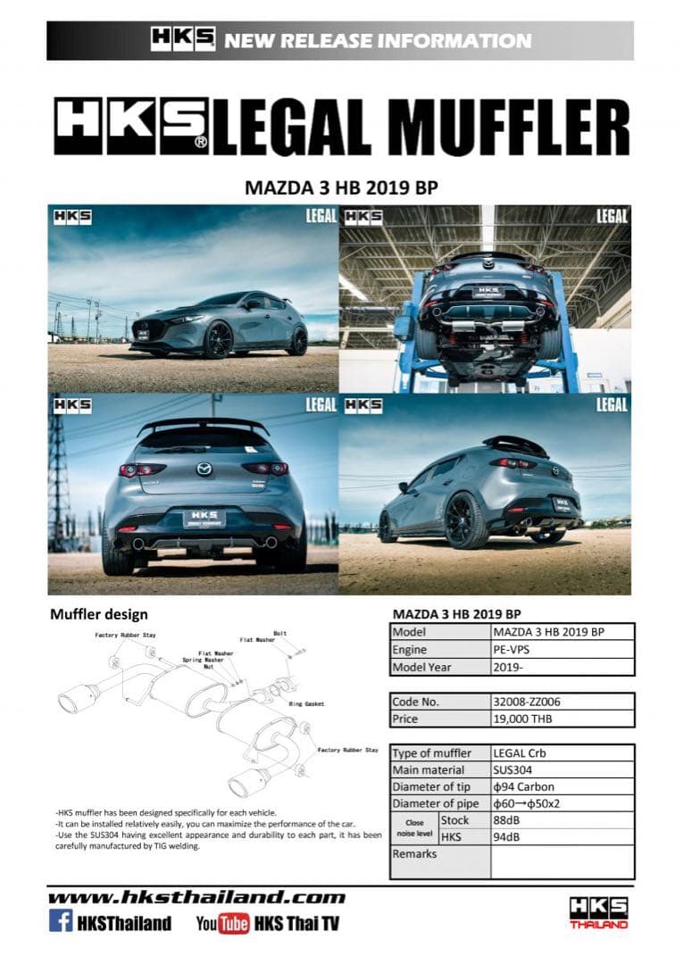 HKS タイランド MAZDA 3 マフラー