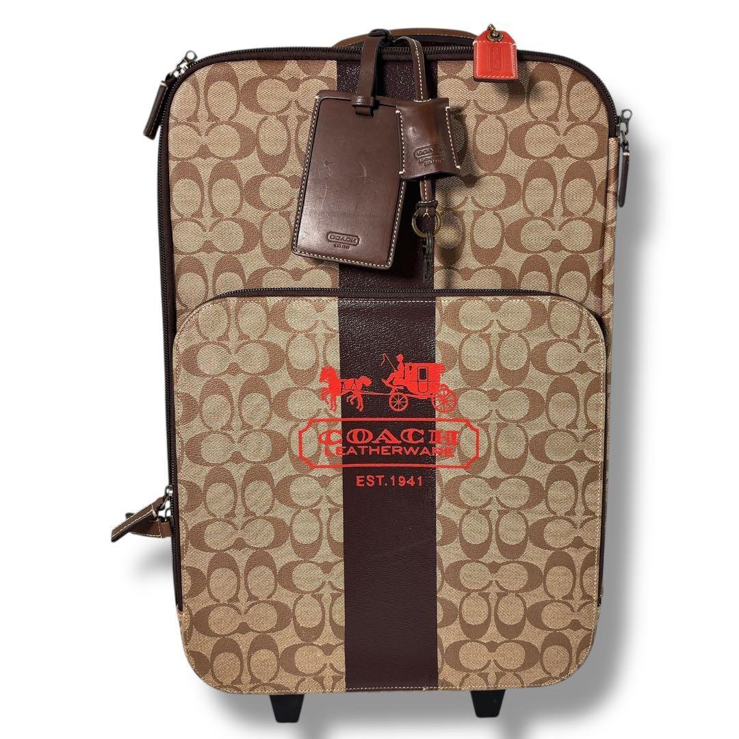【極美品】COACH コーチ キャリーケース　スーツケース　レザー 　LV南京錠