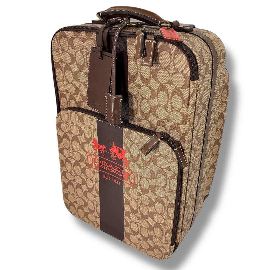 【極美品】COACH コーチ キャリーケース　スーツケース　レザー 　LV南京錠