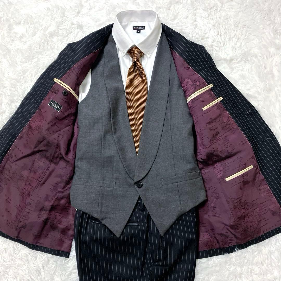 PaulSmith LONDON　スーツ　セットアップ　3ピース　ストライプ　黒