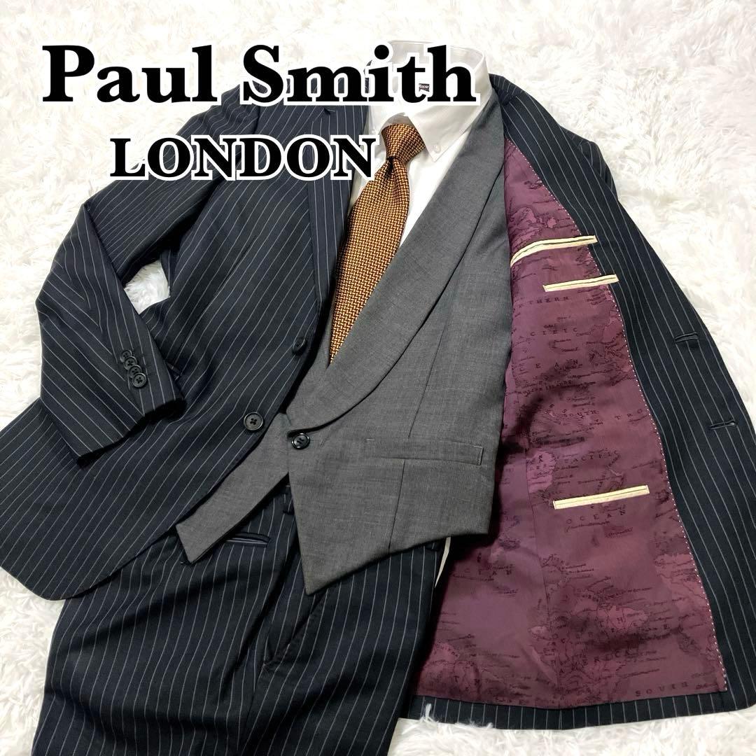 PaulSmith LONDON　スーツ　セットアップ　3ピース　ストライプ　黒