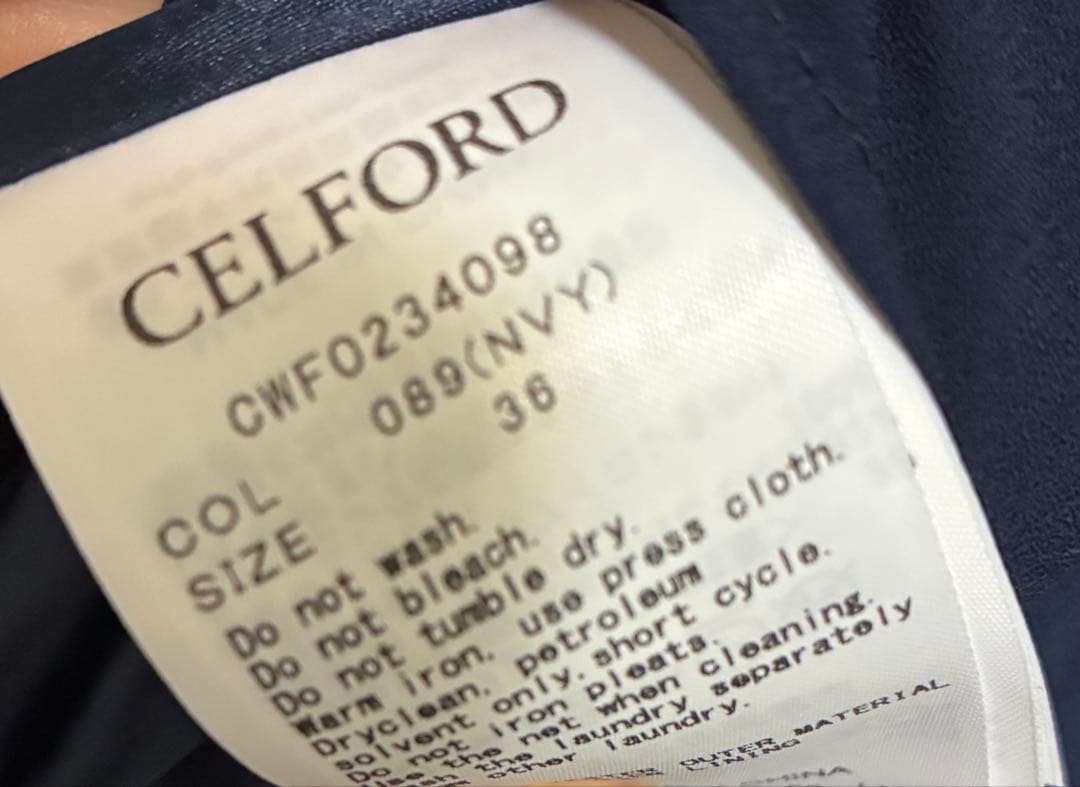 CELFORD ボウタイプリーツワンピース　紺　ネイビー　36 Sサイズ