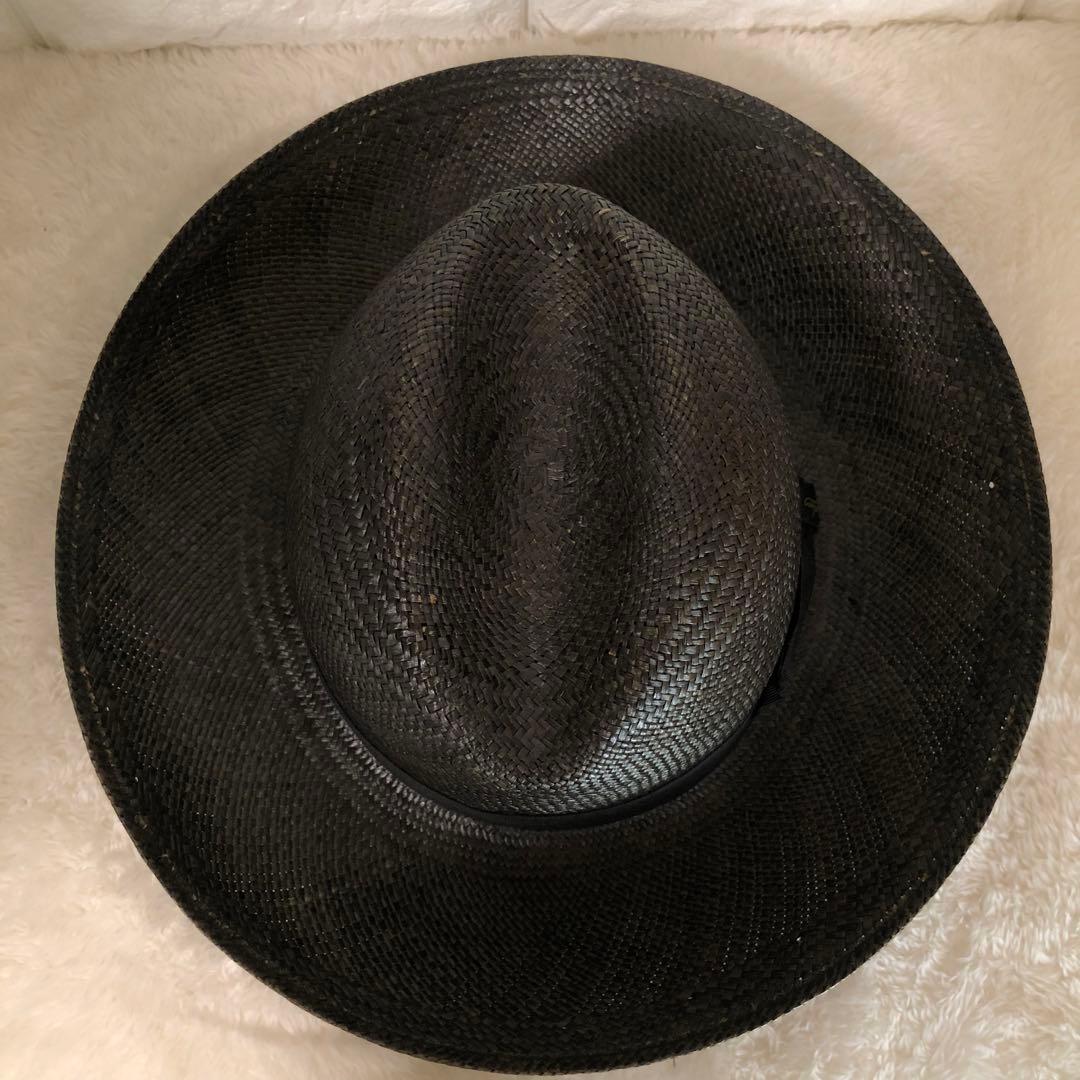 Borsalino ボルサリーノ パナマハット 麦わら帽子 ブラック 天然草