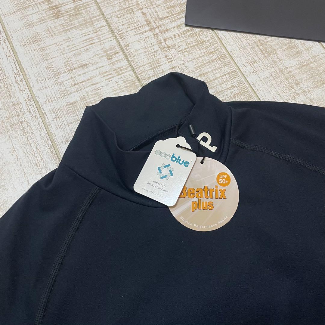 新品 パーリーゲイツ 長袖モックネック 袖ロゴ ブラック Mサイズ（4）