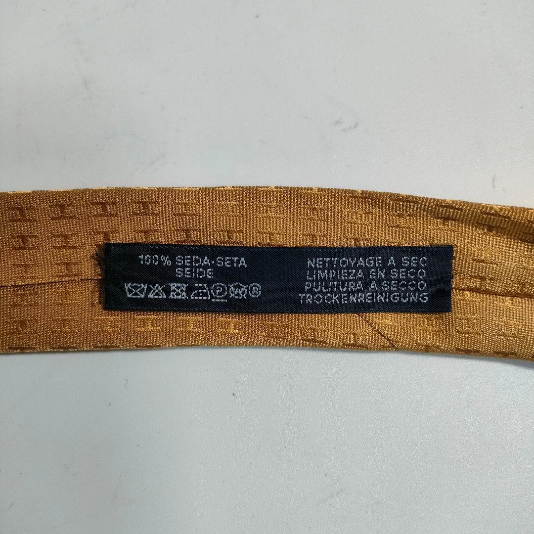 【SALE】エルメス ネクタイ ファソネ H柄 ゴールド系 シルク