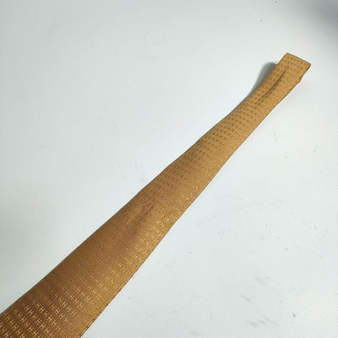 【SALE】エルメス ネクタイ ファソネ H柄 ゴールド系 シルク