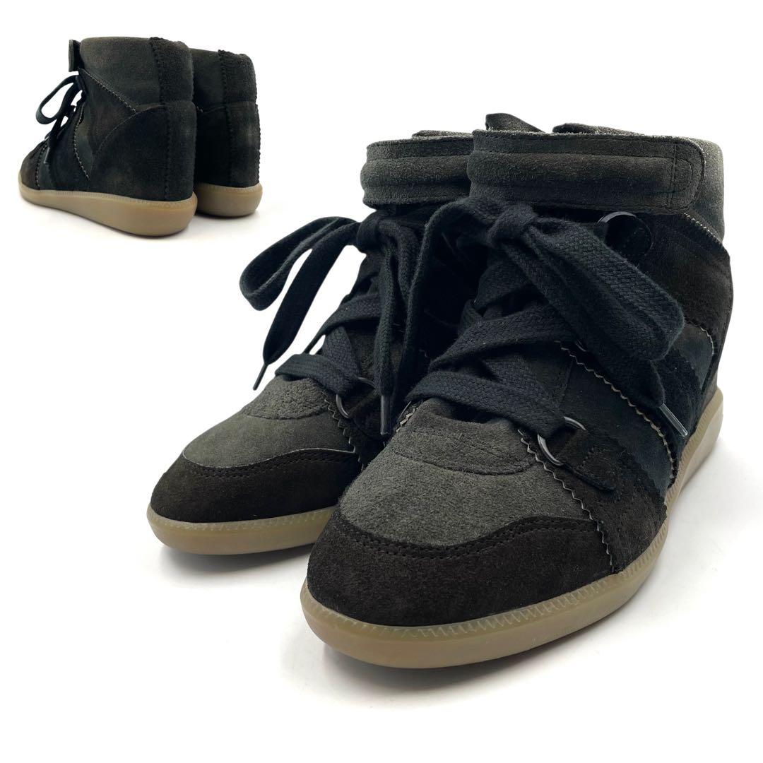 《未使用品》イザベルマラン ハイカット スニーカー スエード レザー 黒系 37