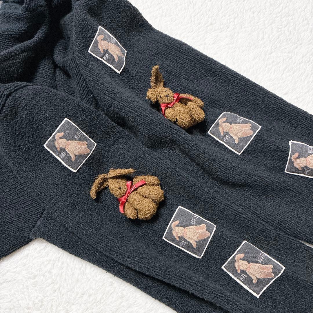 ク*ア様 ピンクハウス 希少 1990年代 うさぎ フード パーカー 黒 ワッペ