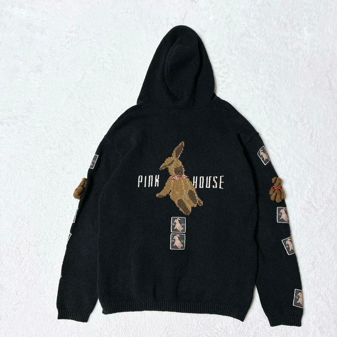 ク*ア様 ピンクハウス 希少 1990年代 うさぎ フード パーカー 黒 ワッペ