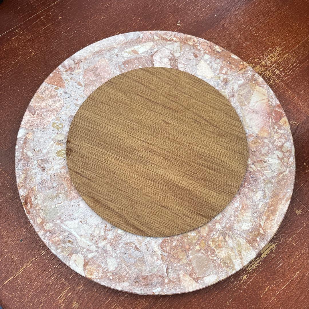 大理石円形　サイドテーブル　花台