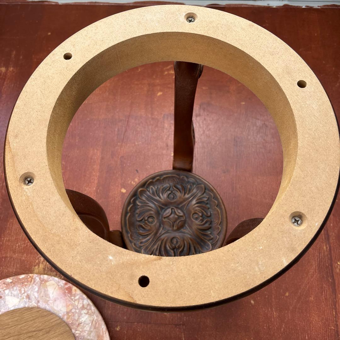 大理石円形　サイドテーブル　花台