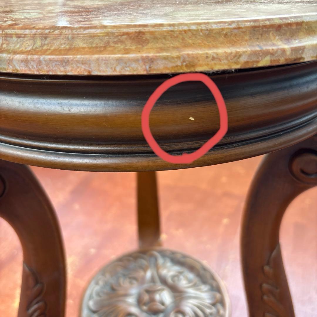 大理石円形　サイドテーブル　花台