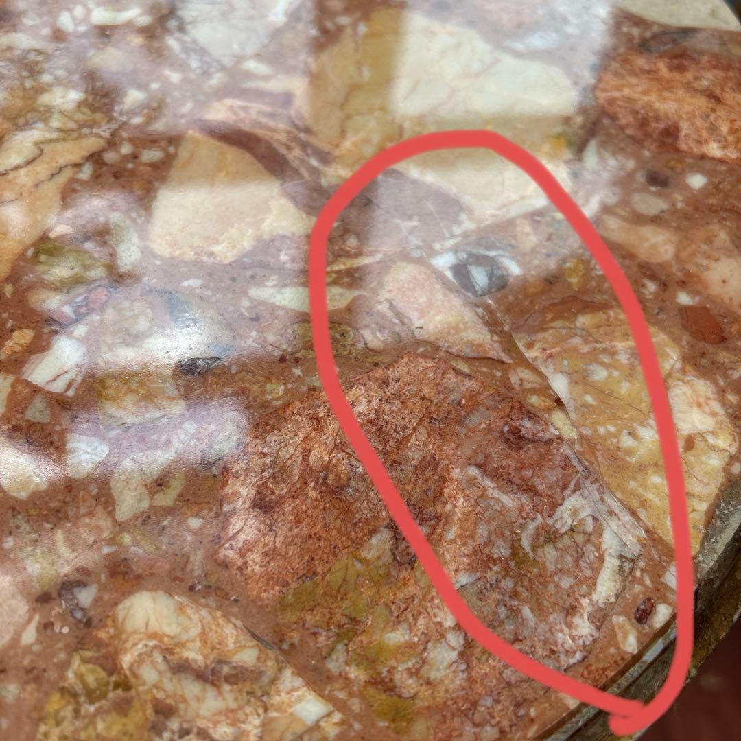 大理石円形　サイドテーブル　花台