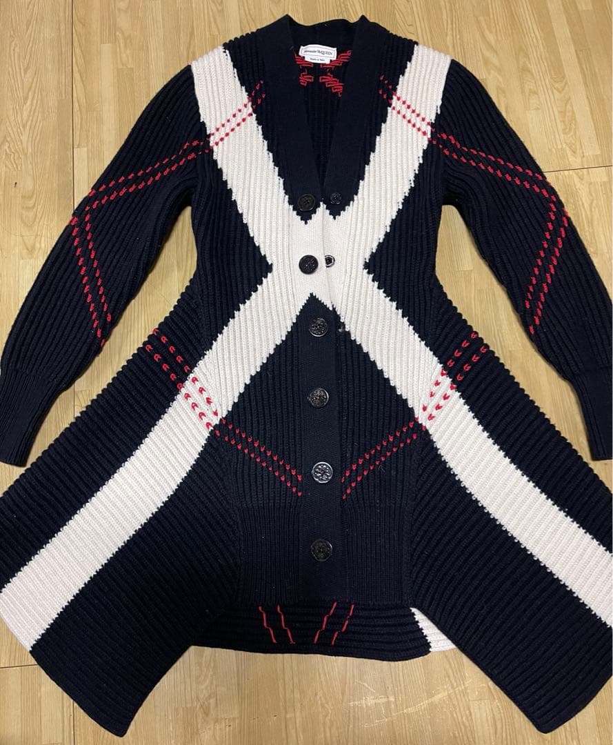 ALEXANDER MCQUEEN リブ編みカーディガン　ニットワンピース