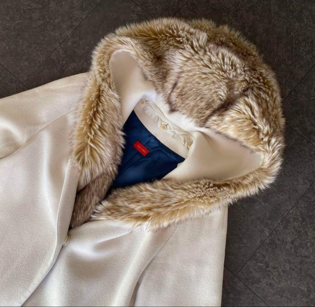 デプレ 定価71280円 ファー付フード ウール コート 3WAY 白