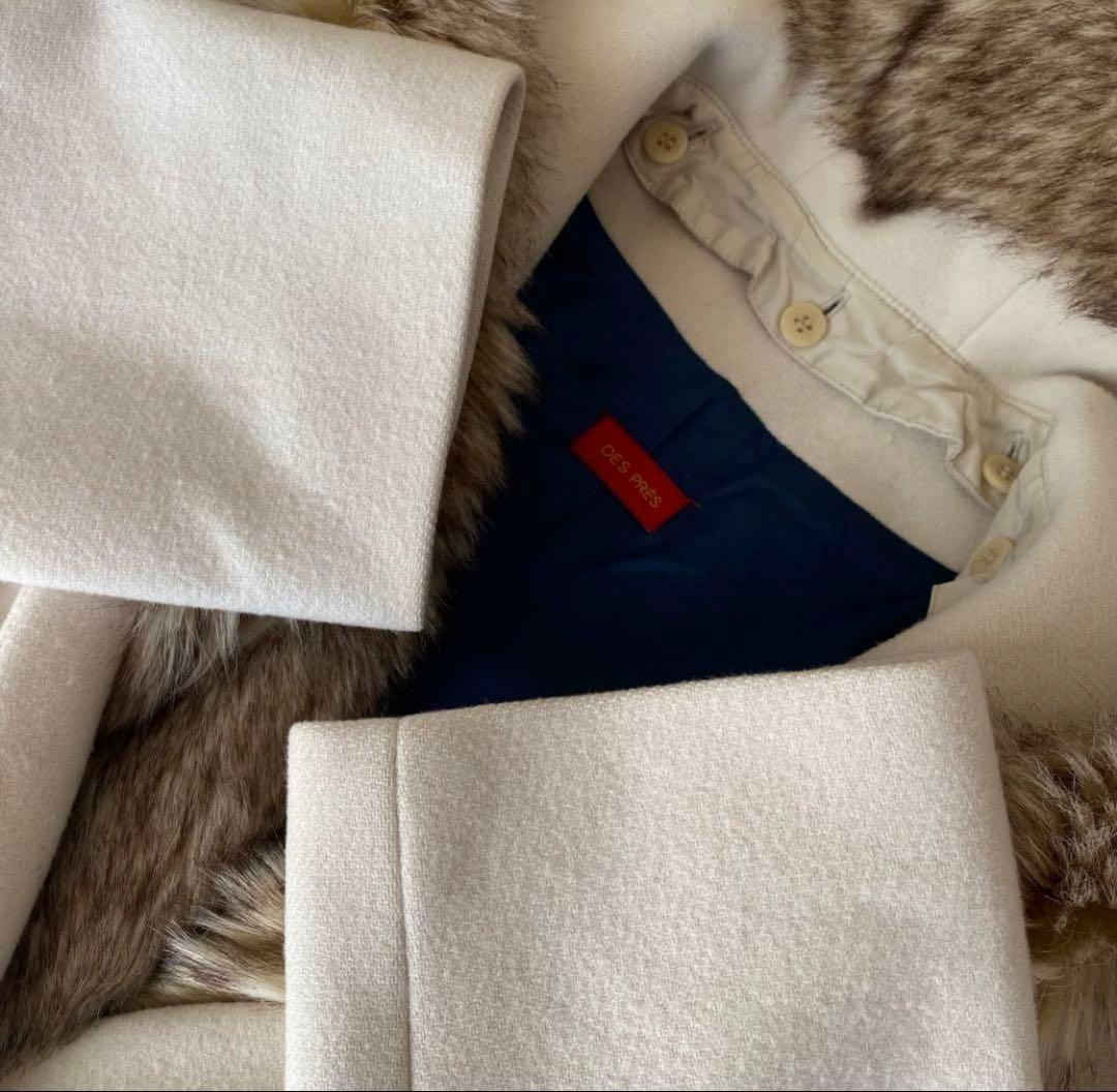 デプレ 定価71280円 ファー付フード ウール コート 3WAY 白