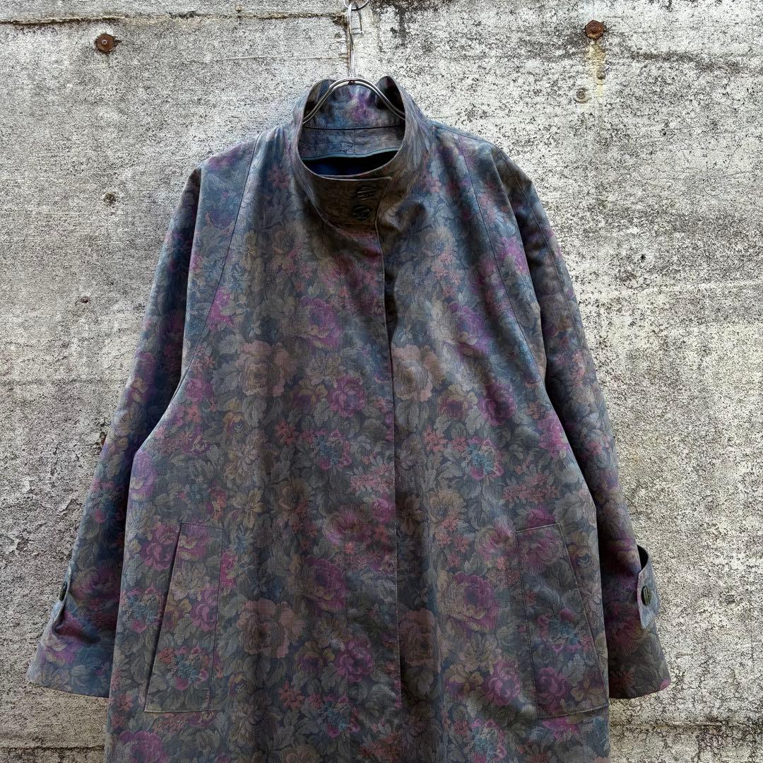 london fog ロンドン フォグ スタンドカラー ステンカラーコート 花柄