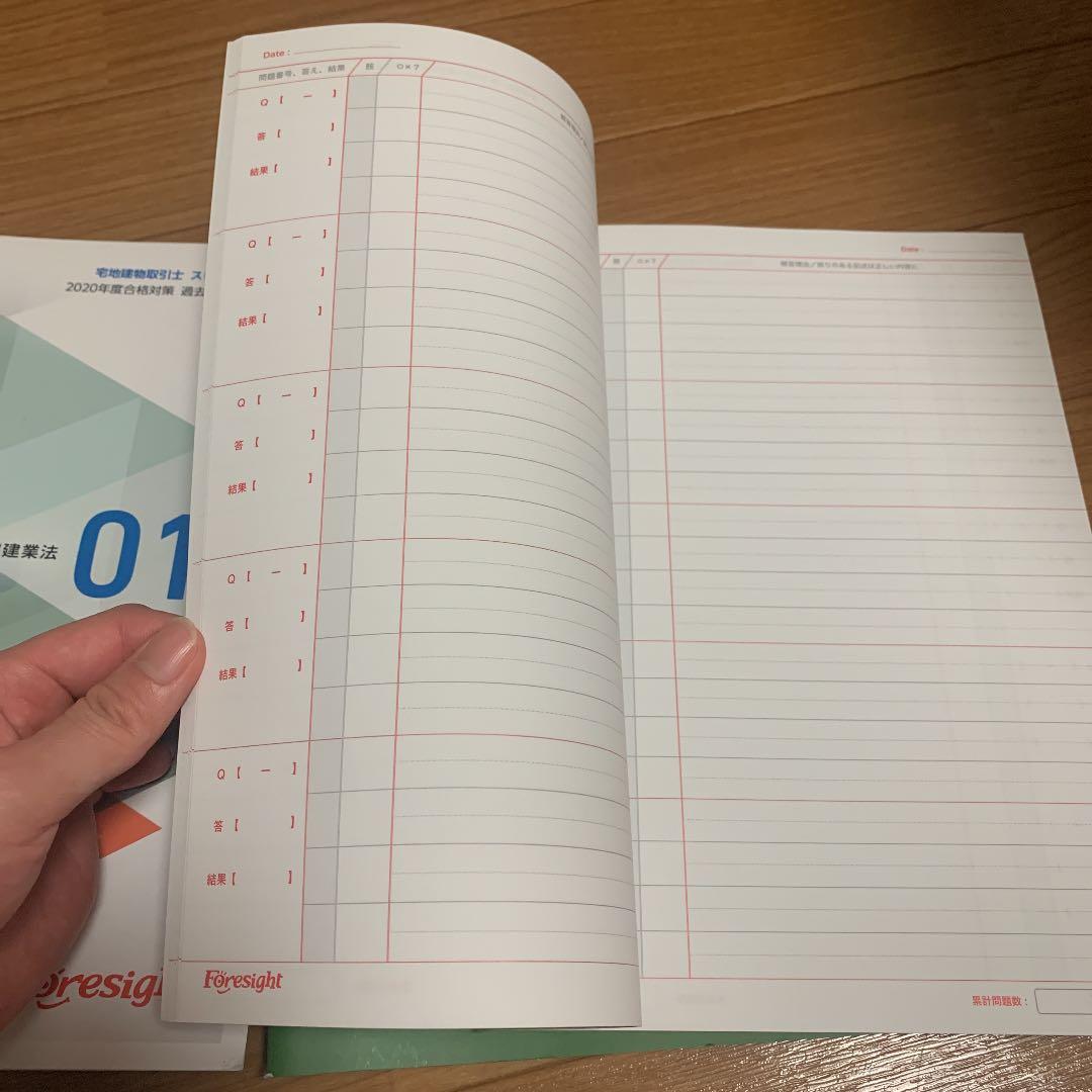 【宅建　フォーサイト】テキスト、問題集専用ノート、DVD、合格カード他　2020