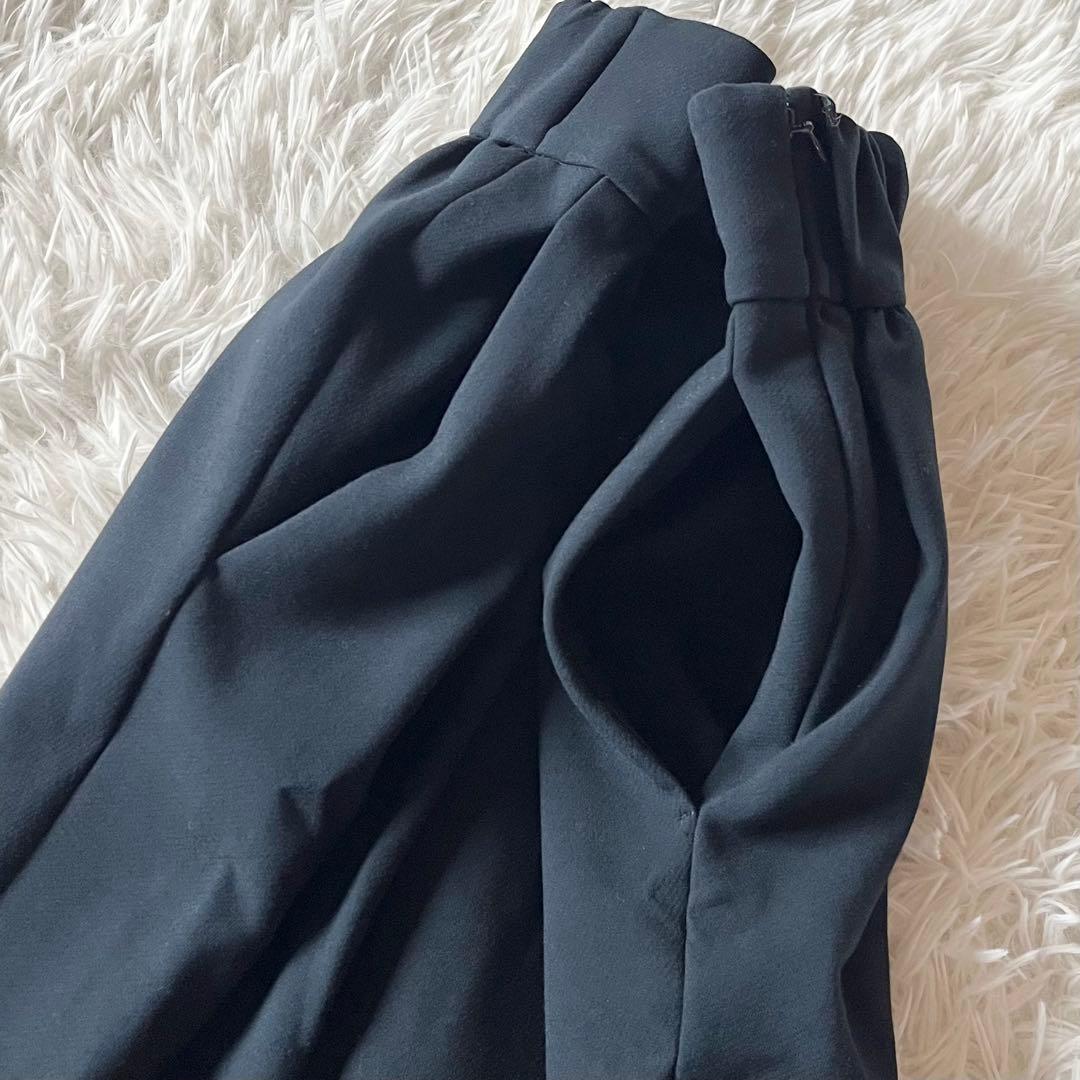 極美品✨ ヨーコチャン ハイウエストラップパンツ 40 ウエストゴム 紺色 近年