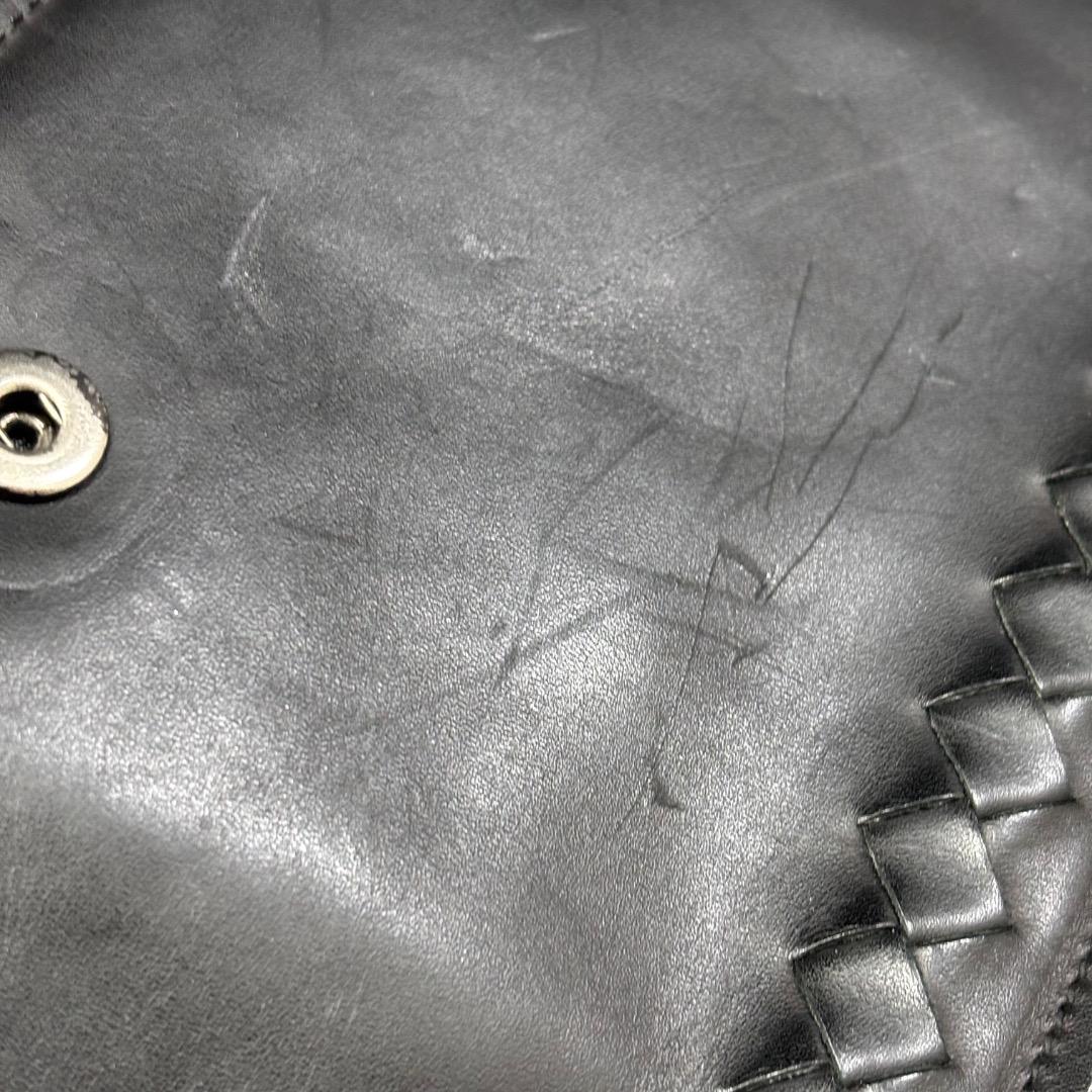 状態良【ボッテガヴェネタ本物】ジゴロバッグ/レザー/イントレチャート/ブラック