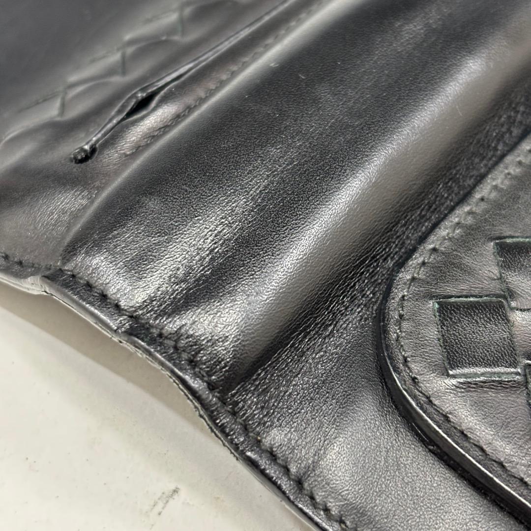 状態良【ボッテガヴェネタ本物】ジゴロバッグ/レザー/イントレチャート/ブラック