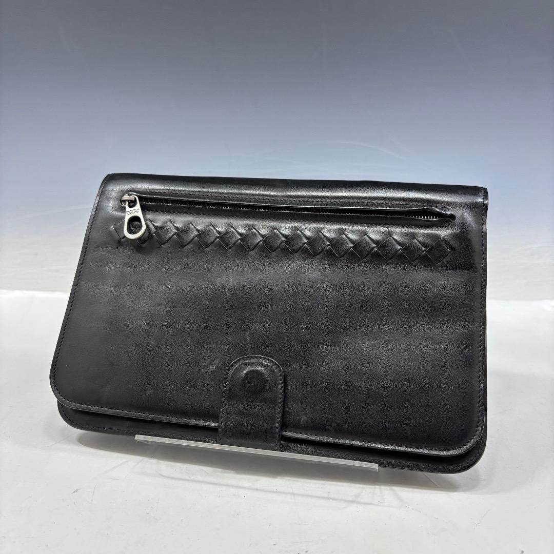 状態良【ボッテガヴェネタ本物】ジゴロバッグ/レザー/イントレチャート/ブラック