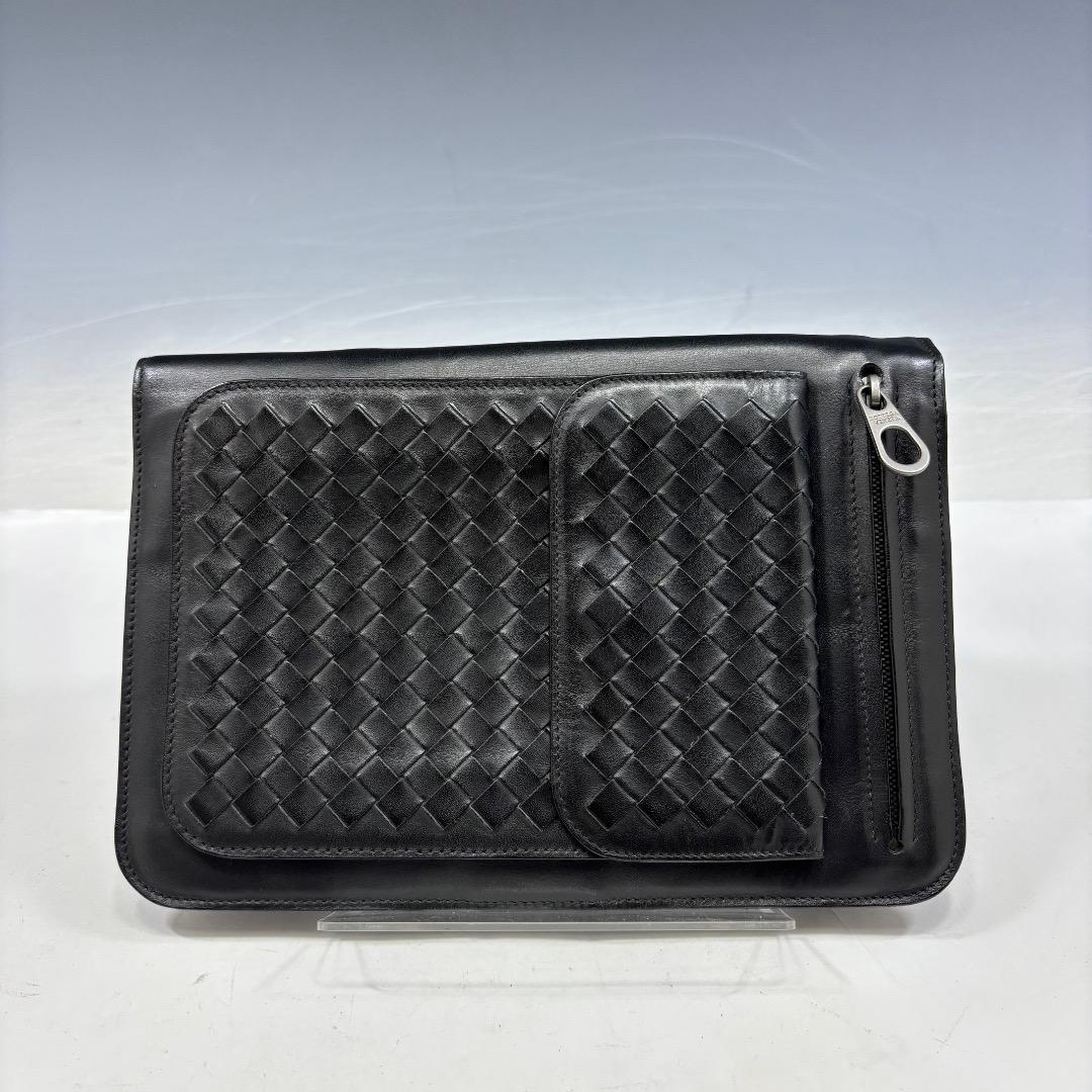 状態良【ボッテガヴェネタ本物】ジゴロバッグ/レザー/イントレチャート/ブラック