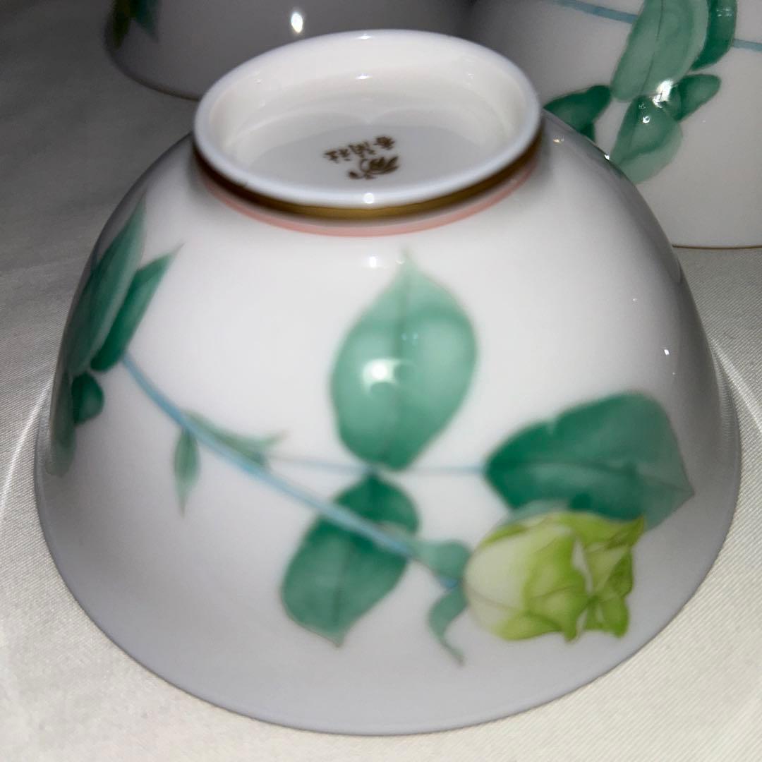 ◉本日限定◉香蘭社　飯椀　ご飯茶碗　5客　ローズガーデン　金縁　ばら