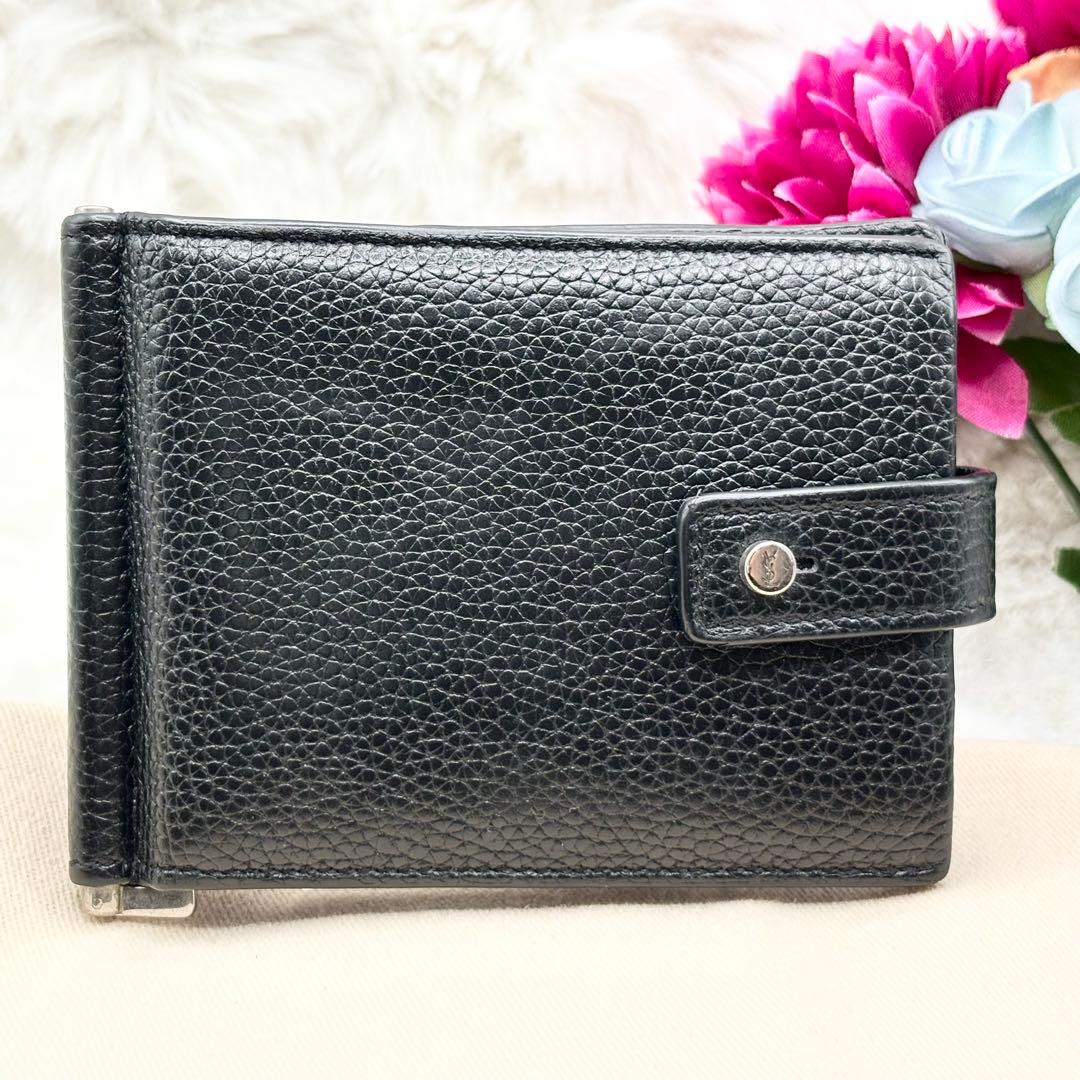 ✨美品✨SAINT LAURENTカサンドラ マネークリップ　レザー　ブラック