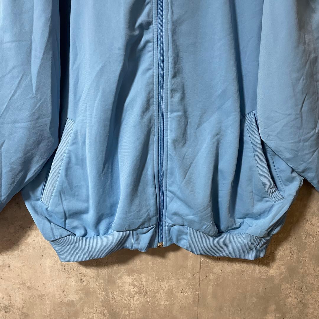 adidasアディダストラックジャケットジャージブルゾン水色青ブルー白刺繍ロゴ