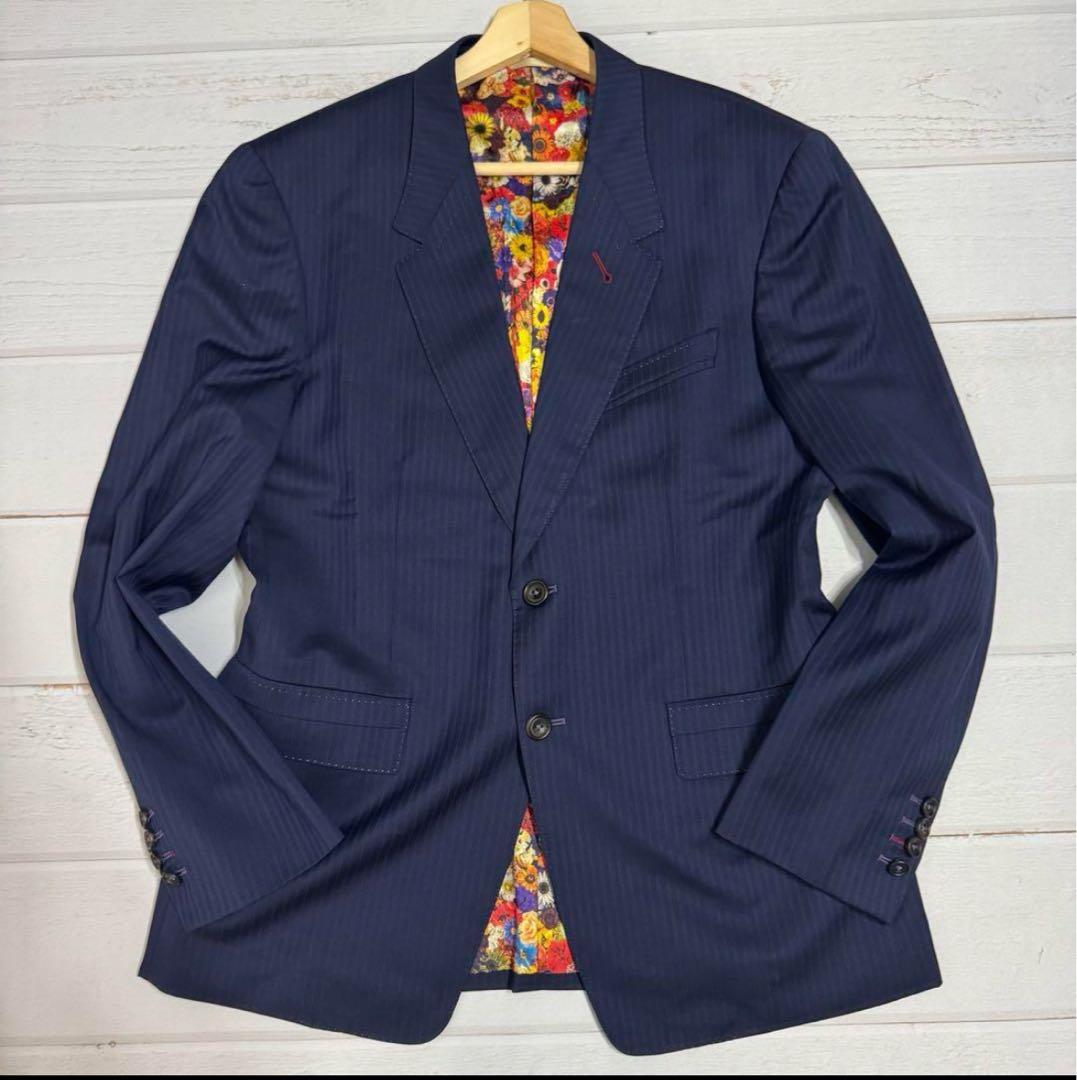 極美品 ポールスミス コレクション ド派手花柄 スーツ セットアップ ネイビー