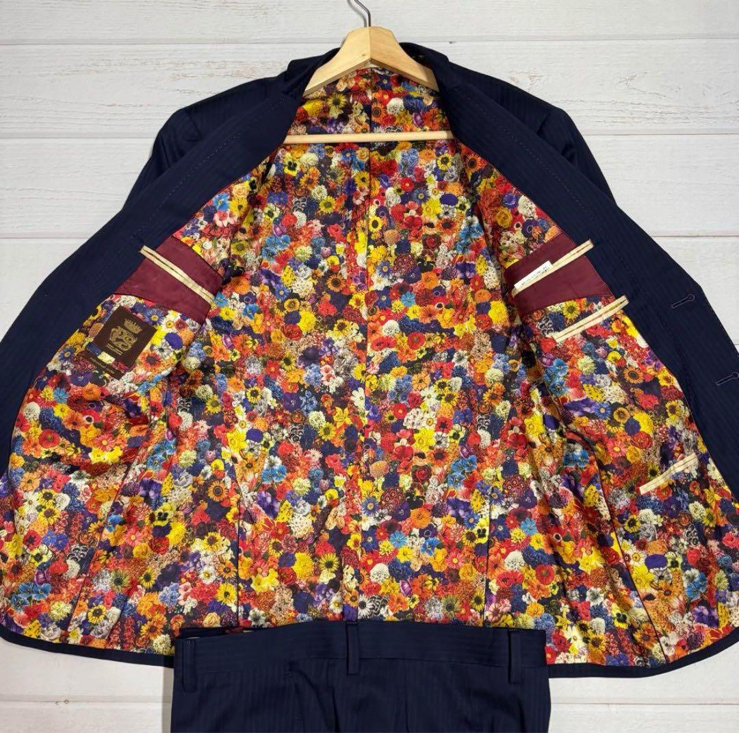 極美品 ポールスミス コレクション ド派手花柄 スーツ セットアップ ネイビー