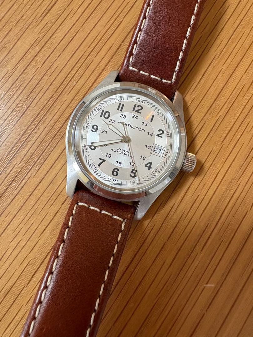 Hamilton アナログ腕時計 シルバー/ブラウン
