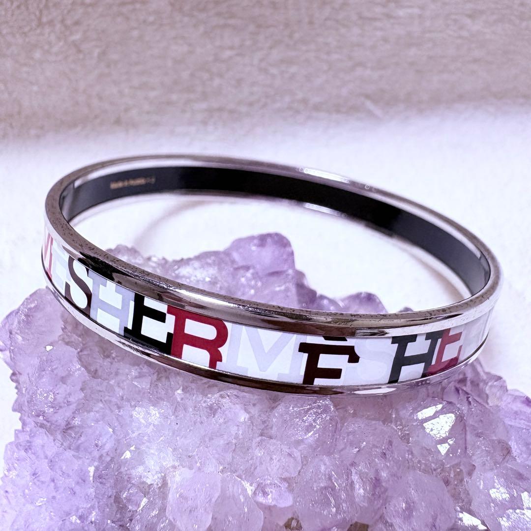 HERMES Émail Bangle ロゴ入り マルチカラー