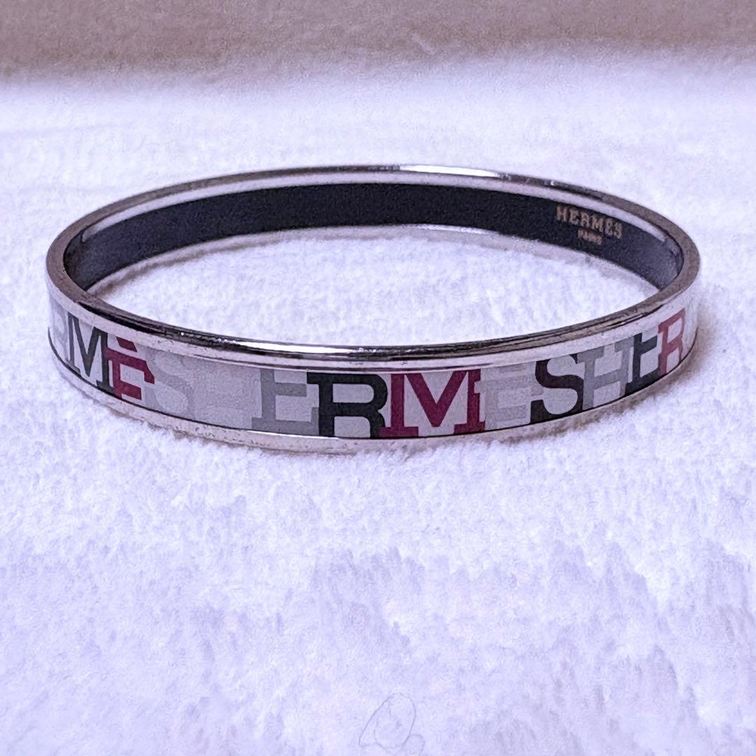 HERMES Émail Bangle ロゴ入り マルチカラー