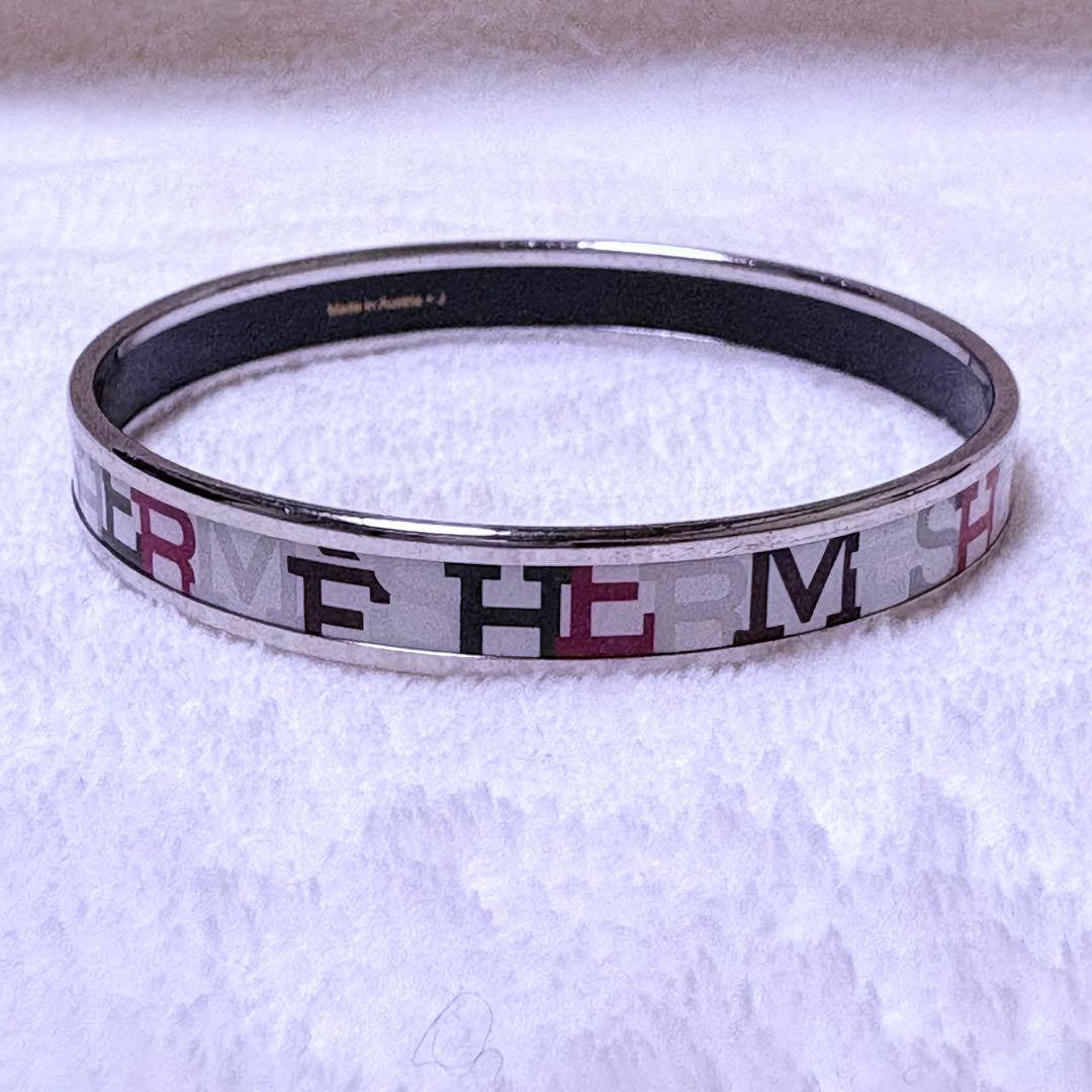 HERMES Émail Bangle ロゴ入り マルチカラー