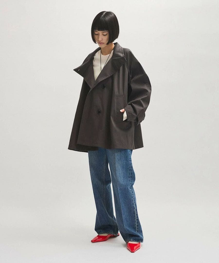 アダムエロペ　フレアミドルトレンチコート　スミクロ