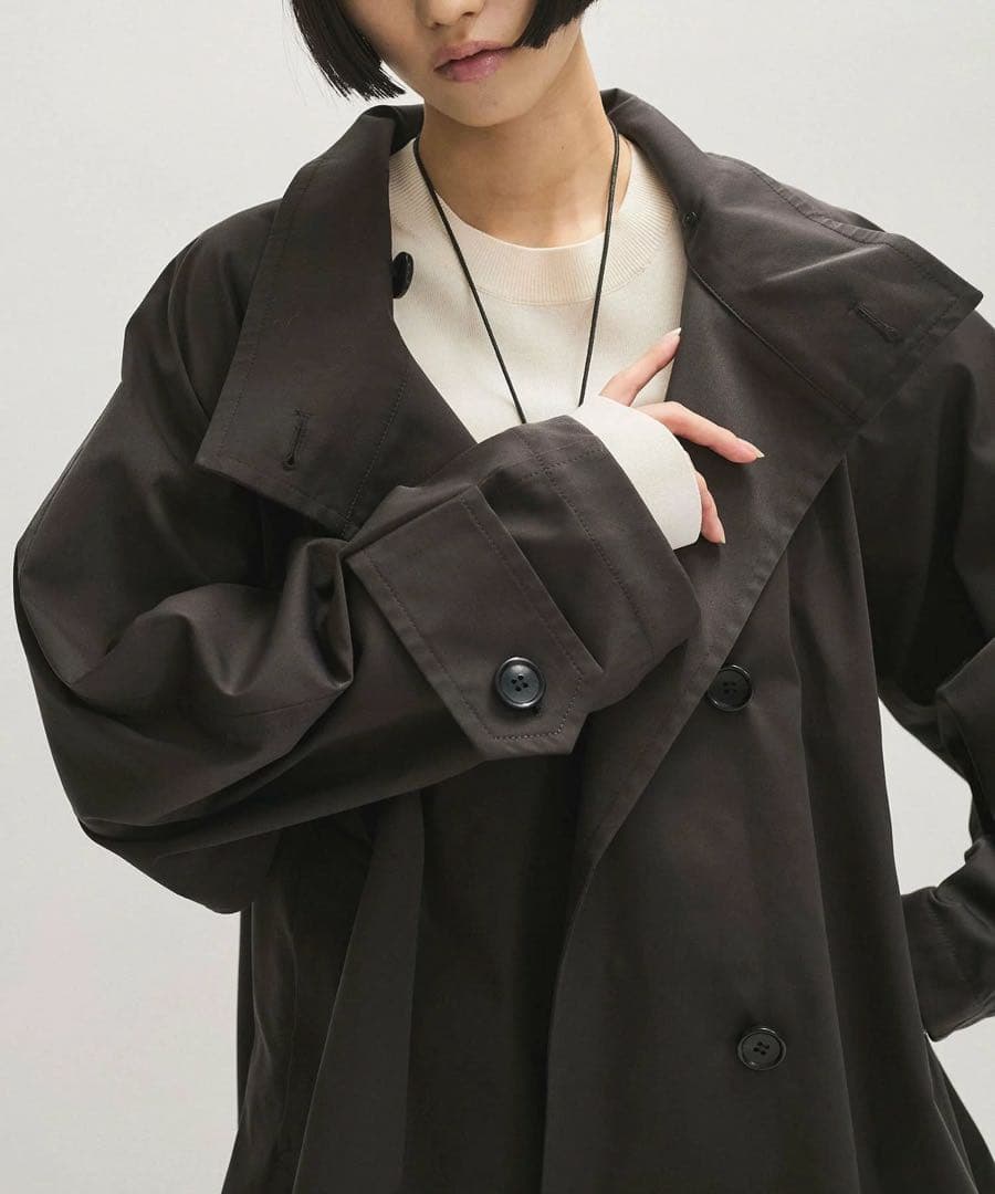 アダムエロペ　フレアミドルトレンチコート　スミクロ