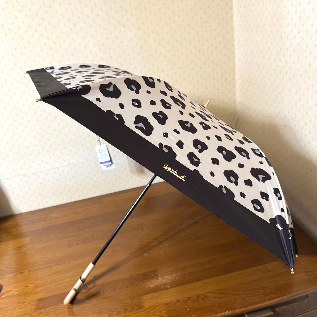 ★新品★アニエスベー　晴雨兼用　日傘　１級遮光　遮熱　軽量　レオパード柄